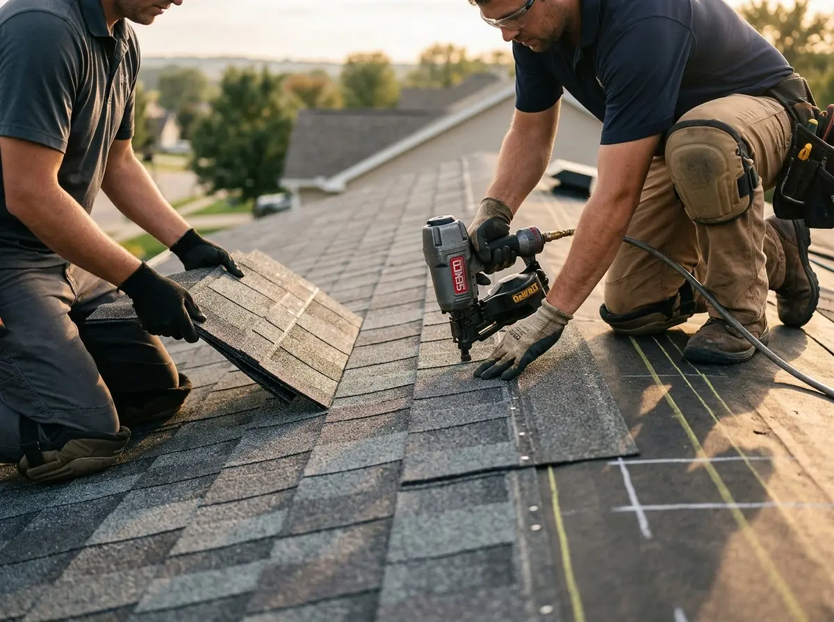 Professional roofer working on a residential roof in Loxley